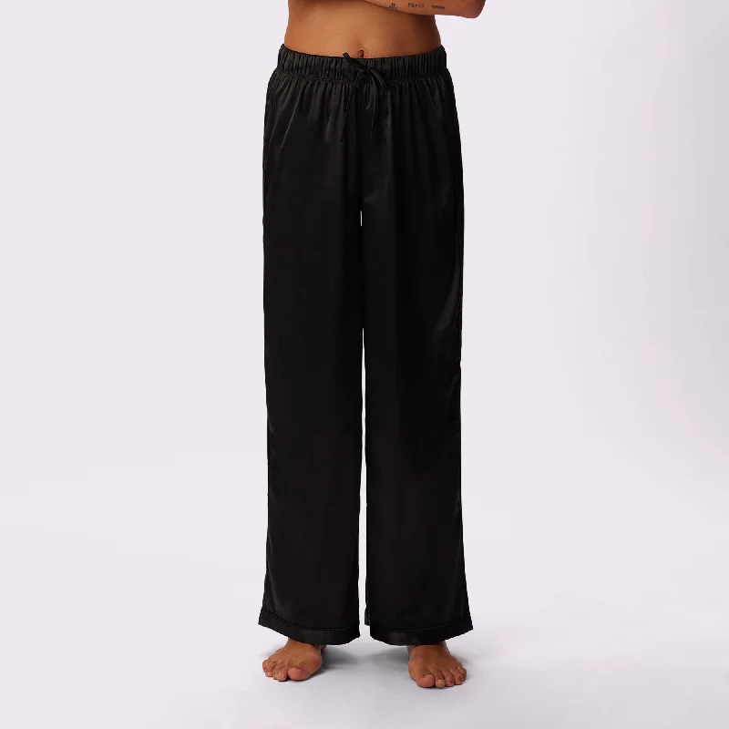 women's pajamas with an elasticized cuffsLuxe Dreams Wide Leg Pants | Plush Satin (Eightball)