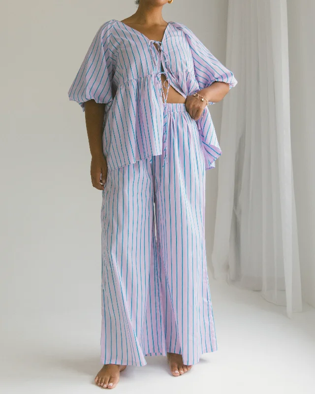 women's pajamas for loungingPosey Pants | Purple & Blue Stripe