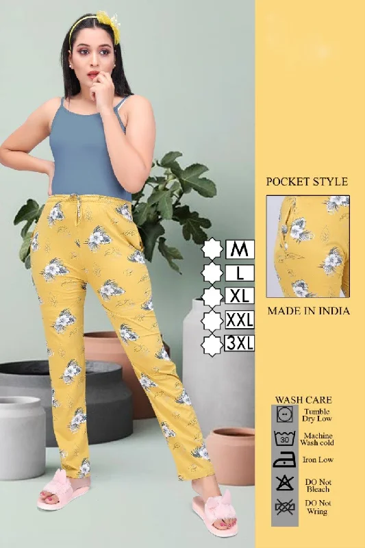 women's pajamas with a timeless appealWomen's Regular Fit Cotton Printed Yellow Pajamas